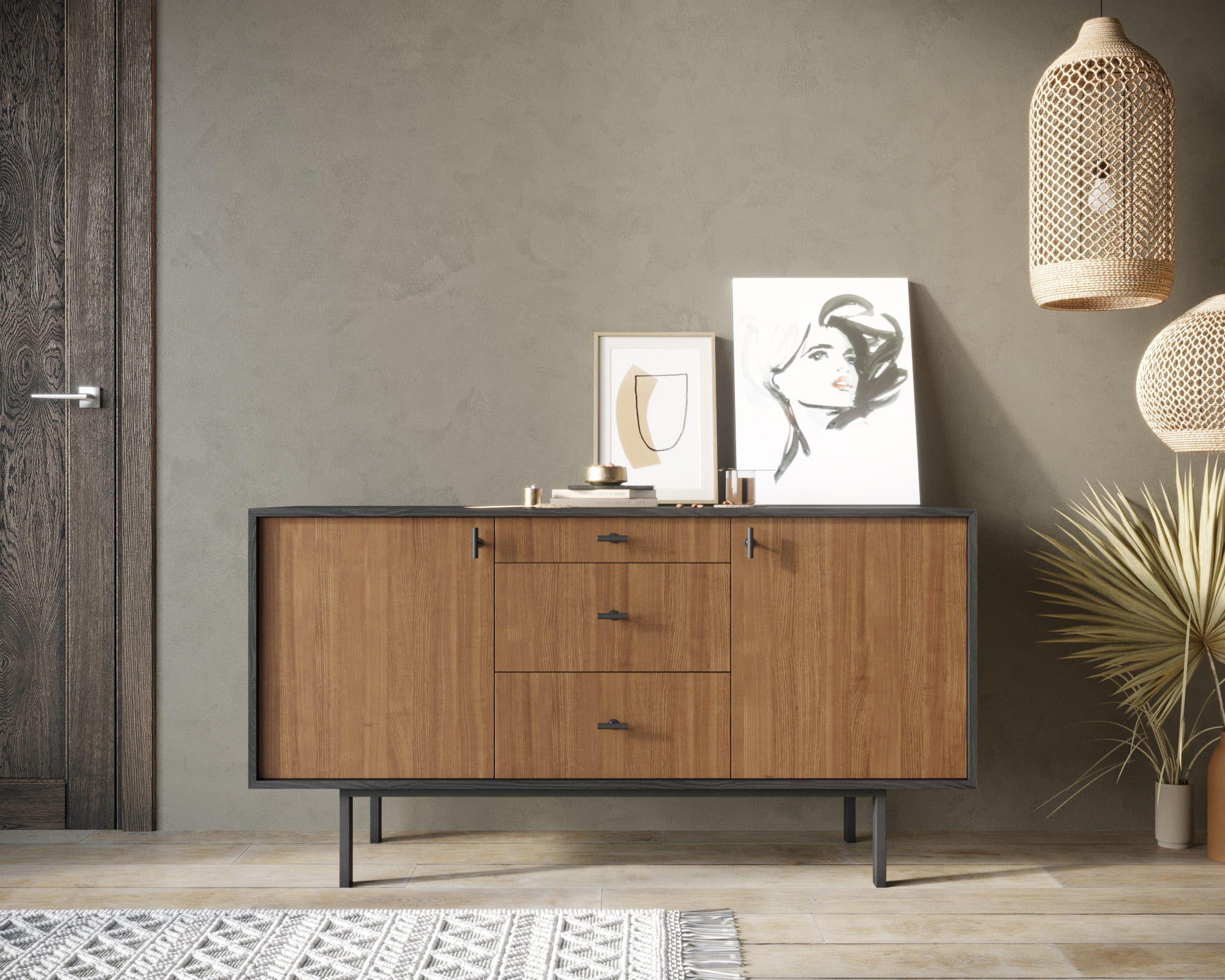 Комод две дверки и три ящика "Emerson" арт EM08 в интернет-магазине