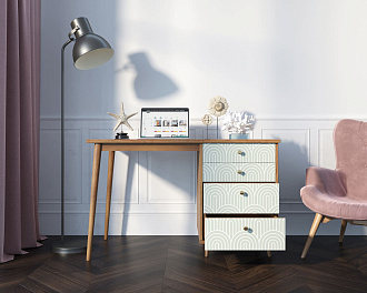 Стол рабочий "Berber" принт 34 с одной тумбой арт BB31/Print_34