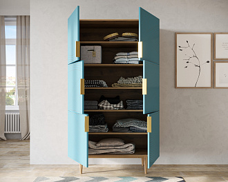 Большой комод с шестью дверками "Line" LN04/GR1/blue