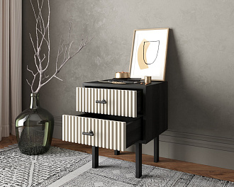 Тумбочка с двумя ящиками "Emerson" арт EM16/milky/L