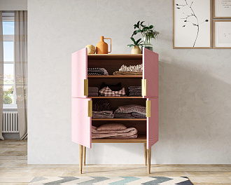 Малый комод с четырьмя дверками на высоких ножках "Line" LN13/GR1/pink