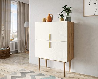 Малый комод с четырьмя дверками на высоких ножках "Line" LN13/GR1/beige