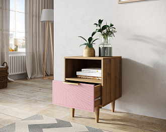 Тумбочка с нижним ящиком "Line" LN09/GR1/pink