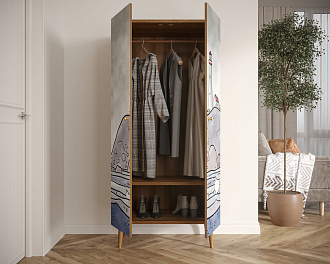 Шкаф малый двухстворчатый "Berber" принт 51 арт BB08/Print_51