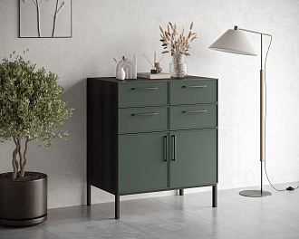 Большой комод с четырьмя ящиками и дверками "Nicole" NLN17G