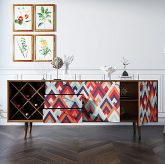 Комод "Berber" удлиненный с бутылочницей 2 принт арт BB15/Print_02