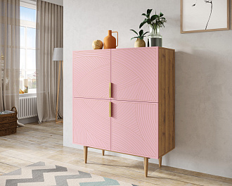 Большой комод с четырьмя дверками "Line" LN03/GR1/pink