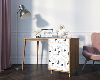 Стол рабочий "Berber" принт 36 с одной тумбой арт BB31/Print_36