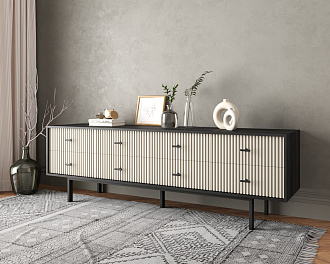 Комод с восемью ящиками "Emerson" арт EM03/milky/L