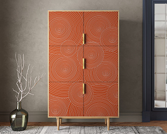 Большой комод с шестью дверками "Line" R20/red