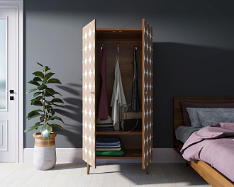 Шкаф малый двухстворчатый "Berber" принт 17 арт BB08/Print_17