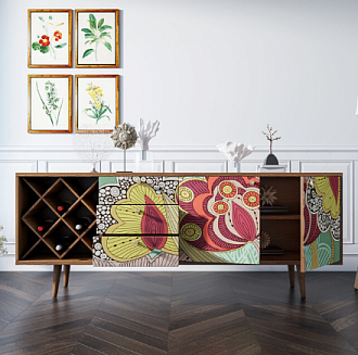 Комод "Berber" удлиненный с бутылочницей 6 принт арт BB15/Print_06