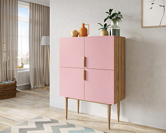 Малый комод с четырьмя дверками на высоких ножках "Line" LN13/GR1/pink