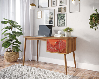 Стол рабочий "Berber" принт 49 с одной тумбой арт BB20/Print_49