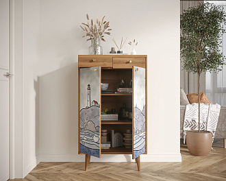 Комод "Berber" два ящика и дверки арт BB46/Print_51