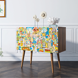 Комод на высоких ножках "Berber" малый 1 принт арт BB13/Print_01