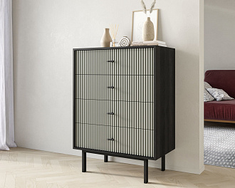 Комод вертикальный с четырьмя ящиками "Emerson" арт EM18/gray/L