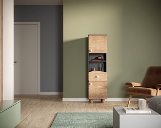 Узкий шкаф с одним ящиком и дверками "Split" SP09