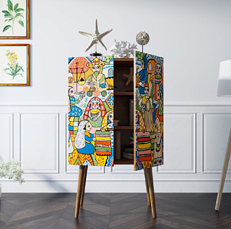 Комод на высоких ножках "Berber" принт 1 арт BB09/Print_01