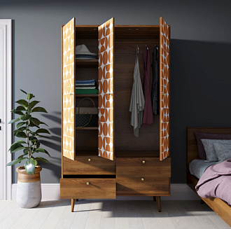 Шкаф трехстворчатый "Berber" принт 14 арт BB02/Print_14