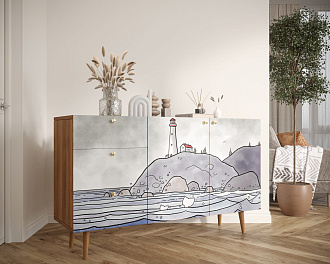 Комод "Berber" с двумя дверками и ящиками арт BB17/Print_51