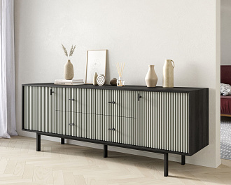 Комод две дверки и четыре ящика "Emerson" арт EM19/gray/L