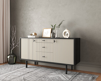 Комод две дверки и три ящика "Emerson" арт EM08/milky/L