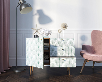 Комод "Berber" три ящика и дверка 38 принт арт BB34/Print_38