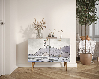 Комод "Berber" три ящика и дверка арт BB34/Print_51