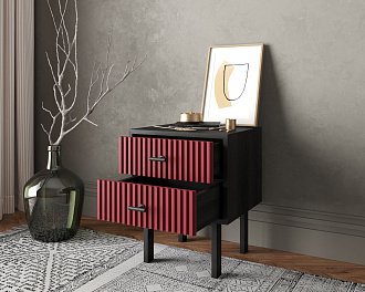 Тумбочка с двумя ящиками "Emerson" арт EM16/red/L