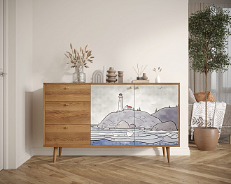 Комод "Berber" с двумя дверками и ящиками  арт BB05/Print_51