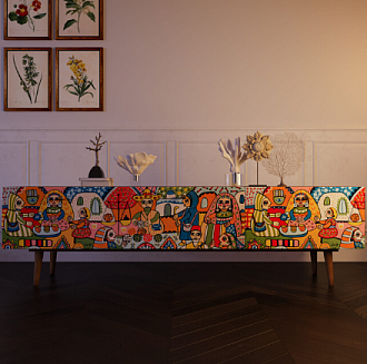 Комод "Berber" с ящиками низкий под TV принт 1 арт BB19/Print_01