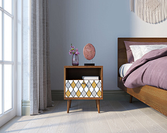 Тумбочка "Berber" с одним ящиком 22 принт арт BB06/Print_22