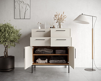 Большой комод с четырьмя ящиками и дверками "Nicole" NLN17