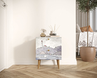 Тумбочка "Berber" с двумя ящиками 51 принт арт BB03/Print_51