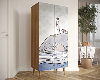Шкаф малый двухстворчатый "Berber" принт 51 арт BB08/Print_51