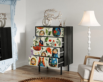 Комод вертикальный с четырьмя ящиками "Emerson" by Kandinsky арт EM18/Print_01