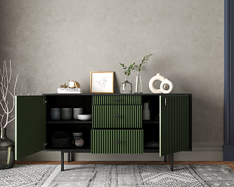 Комод две дверки и три ящика "Emerson" арт EM08/green/L