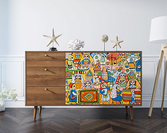 Комод "Berber" с двумя дверками и ящиками 1 принт арт BB05/Print_01