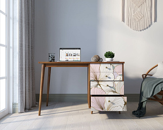 Стол рабочий "Berber" принт 31 с одной тумбой арт BB31/Print_31