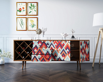 Комод "Berber" удлиненный с бутылочницей 2 принт арт BB15/Print_02