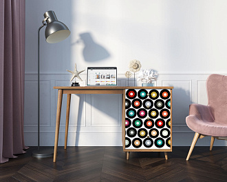 Стол рабочий "Berber" принт 37 с одной тумбой арт BB31/Print_37