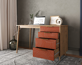 Стол рабочий "Line" одной тумбой R23/red