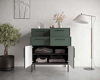 Большой комод с четырьмя ящиками и дверками "Nicole" NLN17G