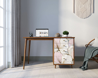 Стол рабочий "Berber" принт 31 с одной тумбой арт BB31/Print_31