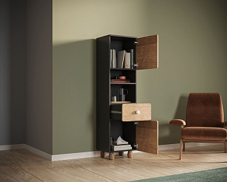 Узкий шкаф с одним ящиком и дверками "Split" SP09