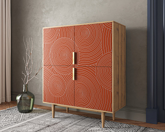 Большой комод с четырьмя дверками "Line" R19/red