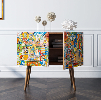 Комод на высоких ножках "Berber" малый 1 принт арт BB13/Print_01