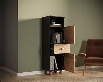 Узкий шкаф сдвумя дверками и одним ящиком "Split" SP13