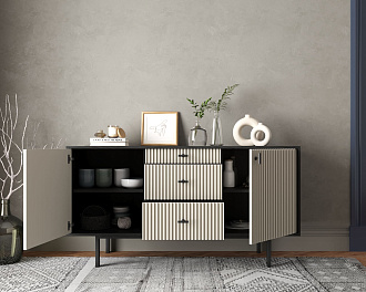 Комод две дверки и три ящика "Emerson" арт EM08/milky/L